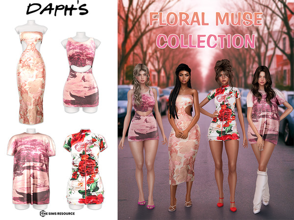 Sims 4 — DAPHS - Jacquard Midi Cocktail Dress C1678 - TSR.package by Daph's — Compatible with HQ mod