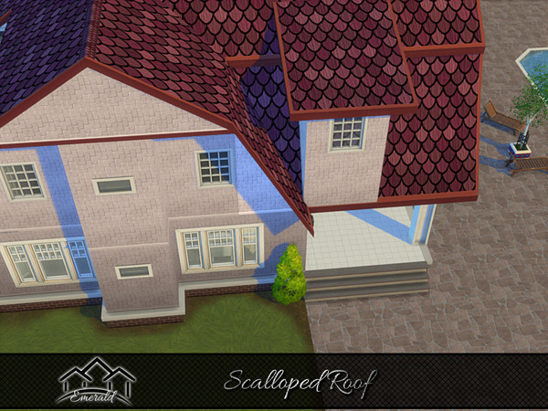Sims 4 — Scalloped Roof 8 by Emerald — Scalloped roof shingles are a type of decorative, elegant style roofing that