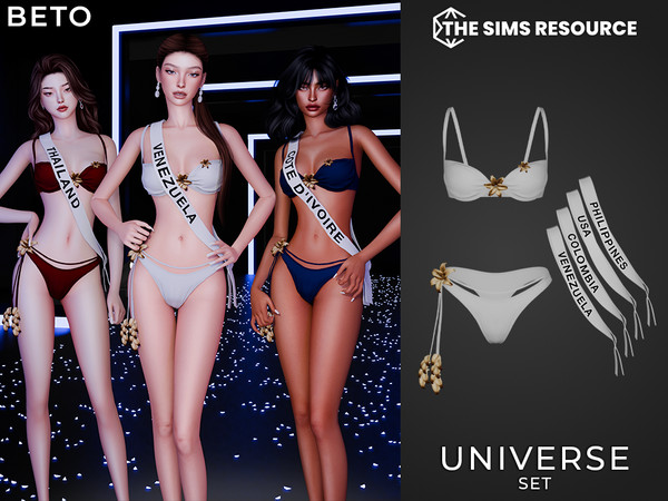 Sims 4 — By Beto - Universe (Sash).package by Beto_ae0 — Swimsuit set inspired by a beauty pageant Important: - The
