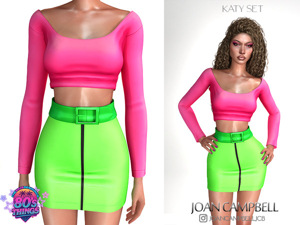 Sims 4 — JCB KATY CROP TOP.package by Joan_Campbell_Beauty_ — INCLUDES: TOP (17 swatches) SKIRT (5 swatches)