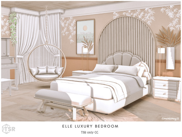 Sims 4 — Elle Luxury Bedroom by Moniamay72 — A beautiful luxury bedroom in light colors.