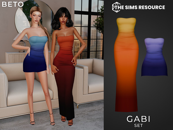 Sims 4 — Gabi - Set by Beto_ae0 — Short and long dresses with gradients, enjoy them