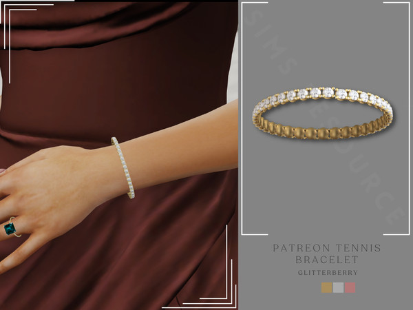 Sims 4 — PATREON Tennis Bracelet by Glitterberryfly — A white diamond tennis bracelet. Comes in silver , gold and pink