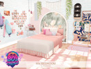 Sims 4 — 80s Bedroom by BlusterSims — The "80s Bedroom" is a spacious, colorful room full of neon hues,