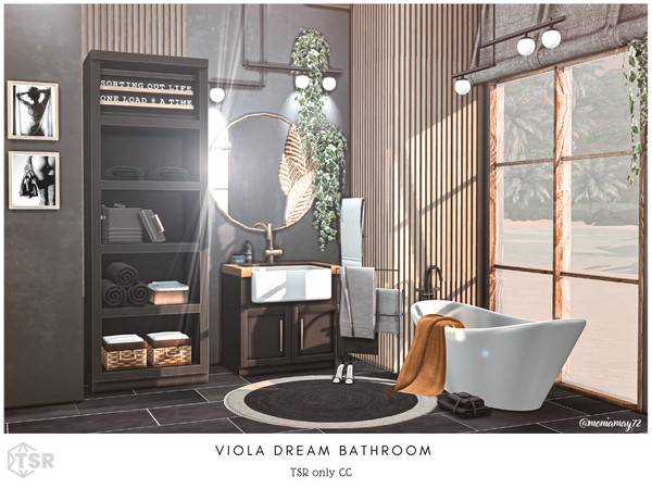 Sims 4 — Viola Dream Bathroom by Moniamay72 — A beautiful modern bathroom in dark colors.
