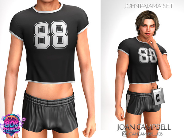 Sims 4 — JCB JOHN SHORTS.package by Joan_Campbell_Beauty_ — INCLUDES: CROP TOP (4 SWATCHES)