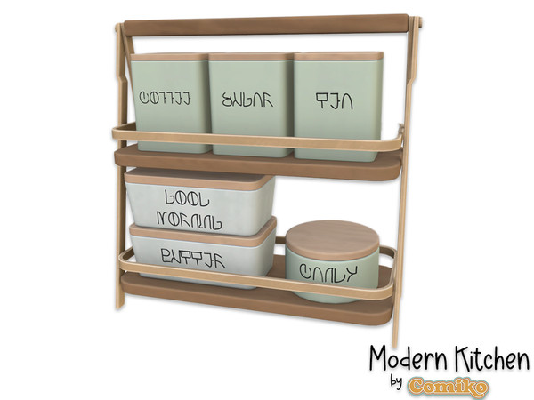 Sims 4 — Comiko Modern Kitchen Shelf Rack | Kitchen Room by Comiko — Part 3 - Modern Kitchen Set is base game compatible