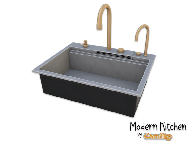 Sims 4 — Comiko Modern Kitchen Sink V2 | Kitchen Room by Comiko — Part 3 - Modern Kitchen Set is base game compatible and