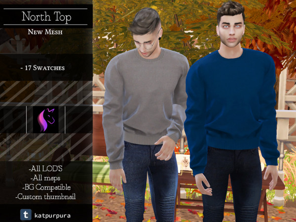 Sims 4 — North Top by KaTPurpura — A sweater for knitted men, something big and fluffy. To be warm in winters -Compatible
