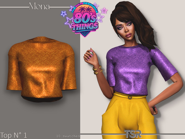 Sims 4 — '80s Things Glittered top by Mona — -New mesh-