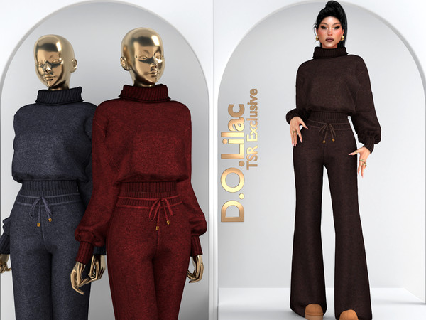 Sims 4 — Cozy Chic Set DO109 Top 2061 by DOLilac — Includes: (Top + Bottom)