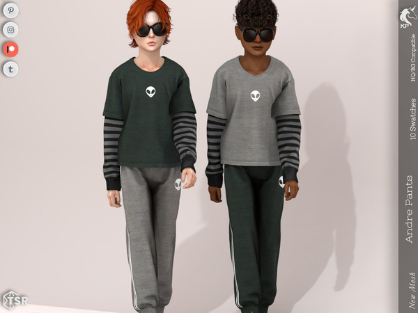 Sims 4 — Andre Pants- Child by KaTPurpura — Boys' long sporty style trousers