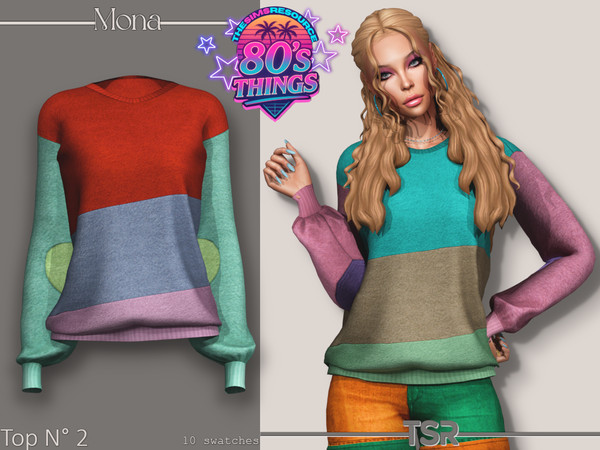 Sims 4 — 80's Things colorful sweater by Mona — -New mesh-