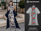 Sims 4 — Kaori (Dress and Cape) by Beto_ae0 — Dress with many Asian prints and a large cape Important: The cape is