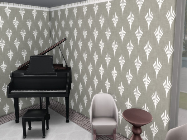 Sims 4 — Boho Leaf Wall by lavilikesims — 9 Colours, all wall sizes