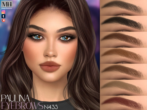 Sims 4 — Paulina Eyebrows N433 by MagicHand — Soft-arch brows in 13 colors - HQ Compatible.