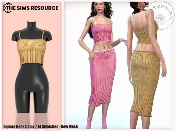 Sims 4 — Knitted Square Neck Cami by Harmonia — New Mesh