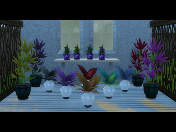 Sims 4 — Nyssa Spring Set 1 by CarineKitana — A collection of vases and plants, familiar but embellished and grouped here