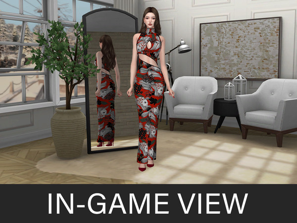 Sims 4 — By Beto - Kaori (Top) by Beto_ae0 — Top and skirt set with Asian prints, enjoy it