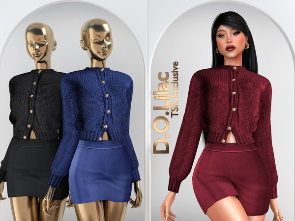 Sims 4 — Classic Knit Chic Set DO111 Top 2065 by DOLilac — Includes: (Top + Bottom)