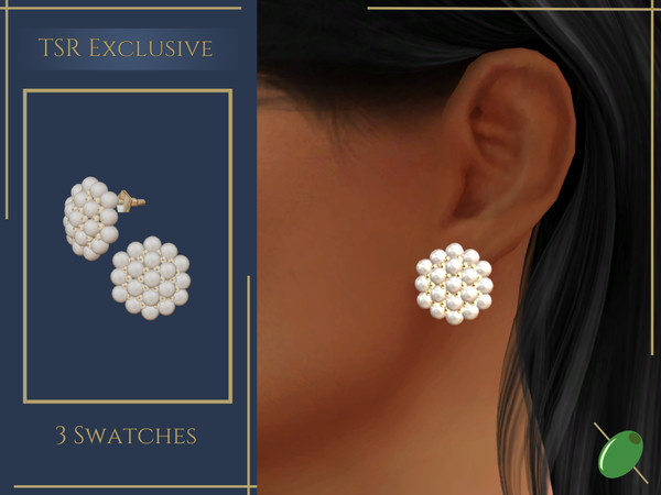 Sims 4 — Pearl Cluster Earrings by Pitted0live — Vintage style pearl cluster stud earrings Custom catalog image