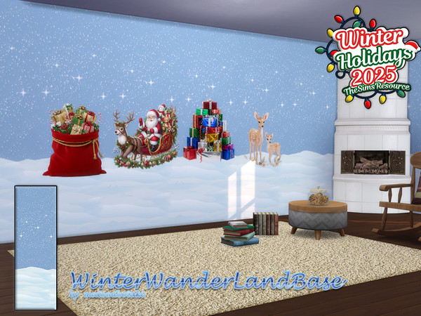 Sims 4 — WinterWonderLandBase.package by matomibotaki — Atmospheric wallpaper set with 5 different, combinable motifs,