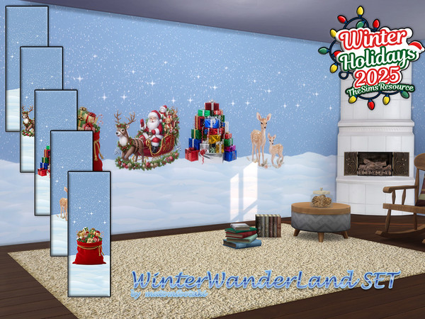 Sims 4 — WinterWonderLand.package by matomibotaki — Atmospheric wallpaper set with 5 different, combinable motifs, each