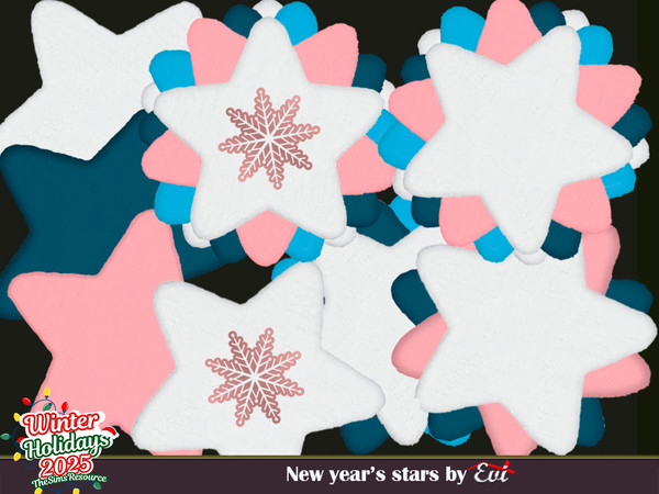 Sims 4 — New Year's stars by evi — Warm velvet type rugs with a star shape.