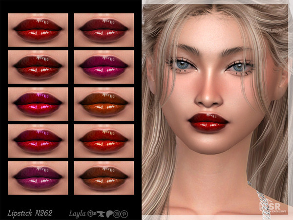 Sims 4 — Glossy Lipstick (lipstick n262) by Layla — Female Glossy Lipstick Previews were made using HQ Mod