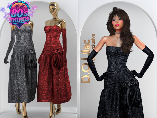 Sims 4 — 80's Glam Prom Dress DO2071 by DOLilac — Custom thumbnail