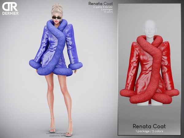 Sims 4 — DERNIER - Renata Coat by VentaStudio — - 5 Swatches (15 Swatches on Patreon)
