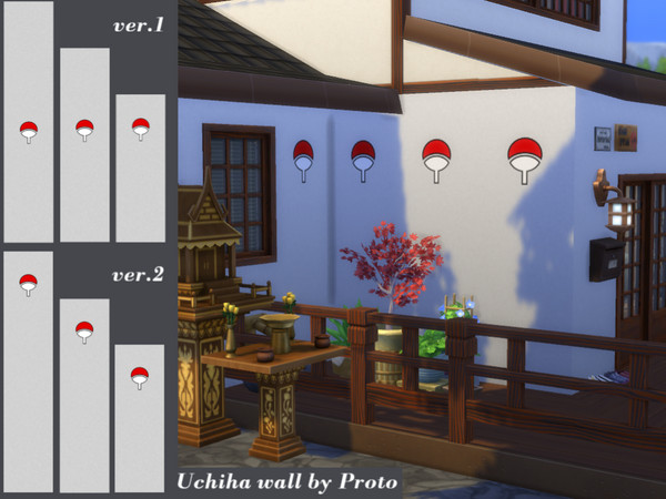 Sims 4 — Naruto Set, Uchiha wall by ProtoInHeaven — The very first item of Naruto Set - wall with Uchiha clan symbol. The