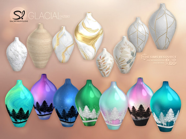 Sims 4 — Glacial Gazebo Vase by SIMcredible! — Celebrating the winter with the dining area of our Glacial Gazebo set.