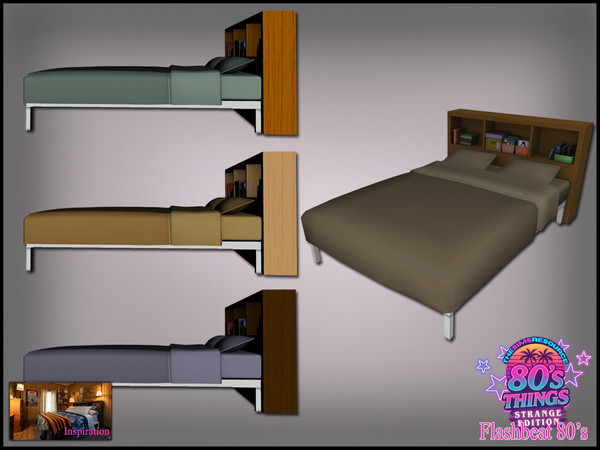 Sims 4 — Jomsims Flashbeat 80s Things bed by jomsims — Some will recognize the elements that make up this set inspired by