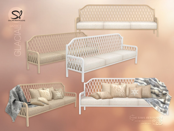 Sims 4 — Glacial Gazebo Sofa by SIMcredible! — The living area of our Glacial Gazebo collection is here. With items to