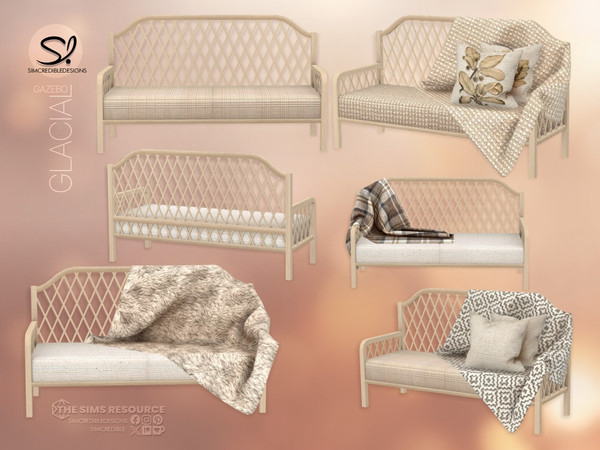 Sims 4 — Glacial Gazebo Loveseat by SIMcredible! — The living area of our Glacial Gazebo collection is here. With items