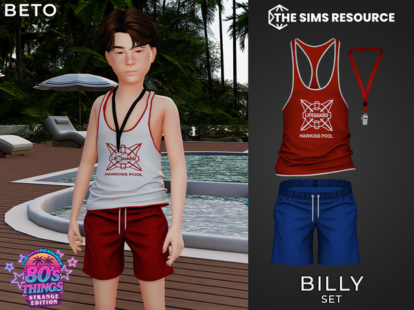 Sims 4 — By Beto - Billy (Necklace Child Version) by Beto_ae0 — Lifeguard outfit inspired by a famous and iconic series