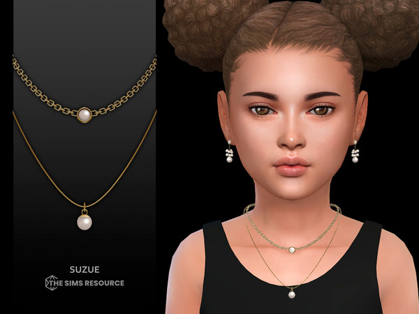 Sims 4 — Pearl Dream Necklace Child by Suzue — New Mesh (Suzue)