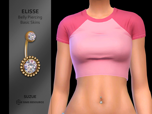 Sims 4 — Elisse Belly Piercing Basic Skins by Suzue — New Mesh (Suzue)