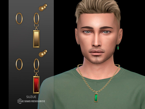 Sims 4 — Logan v2 Earrings by Suzue — New Mesh (Suzue)