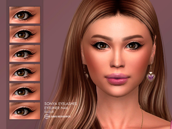 Sims 4 — Sonya Eyelashes Eyeliner N46 by Suzue — 6 Swatches
