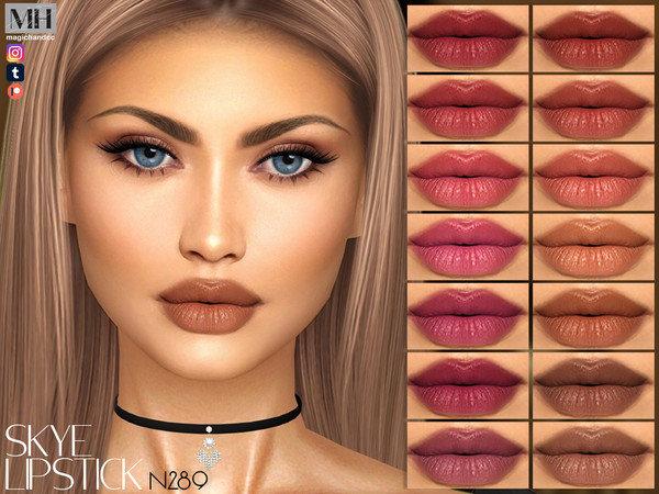 Sims 4 — Skye Lipstick N289 by MagicHand — Soft-Sheen lips in 16 colors - HQ Compatible.