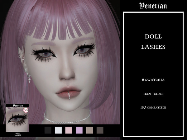 Sims 4 — Doll Lashes by Venerian (3D) by Venerian — 6 swatches Found in the eyelashes category (incompatible with