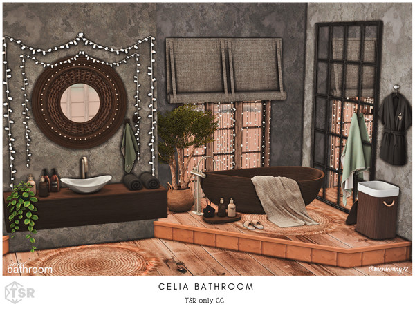 Sims 4 — Celia Bathroom by Moniamay72 — A beautiful modern rustic bathroom in white colors.