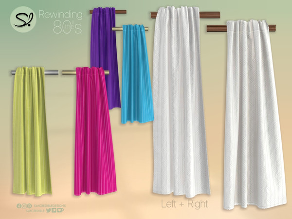 Sims 4 — Rewinding the 80s Curtain Right by SIMcredible! — Step inside and make yourself at home. It's the 80s, after