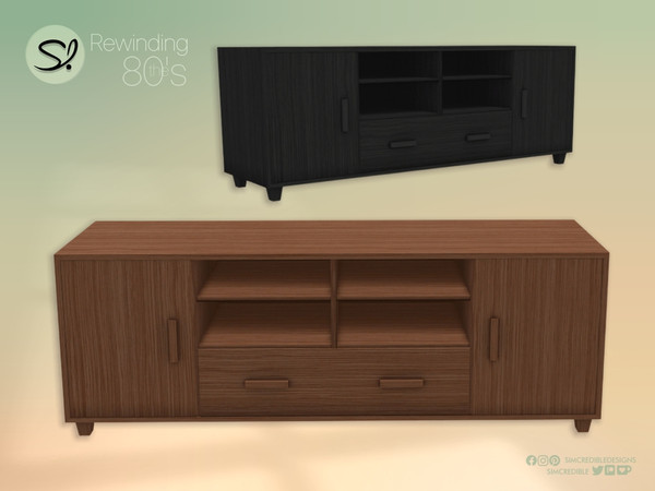 Sims 4 — Rewinding the 80s TV Stand by SIMcredible! — Step inside and make yourself at home. It's the 80s, after all.