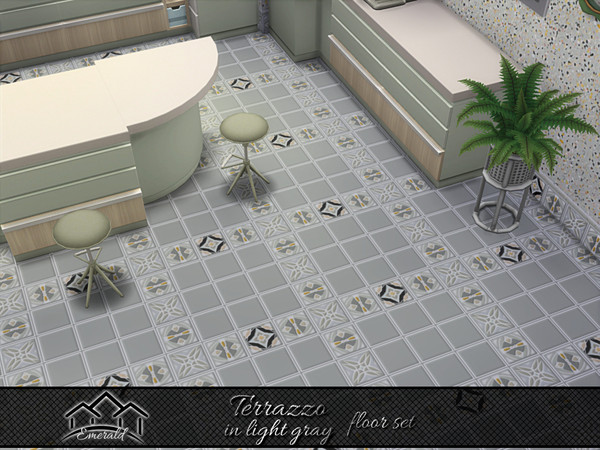 Sims 4 — Terrazzo in light gray floor1 by Emerald — Terrazzo are chips of natural stones, creating everything from bold