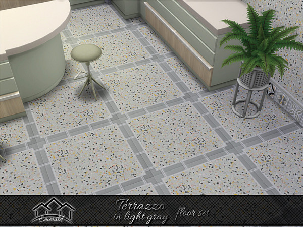 Sims 4 — Terrazzo in light gray floor5 by Emerald — Terrazzo are chips of natural stones, creating everything from bold