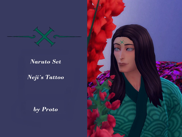 Sims 4 —  by ProtoInHeaven — Forehead tattoo based on Neji Hyuga cursemark - the sing that means "control" and