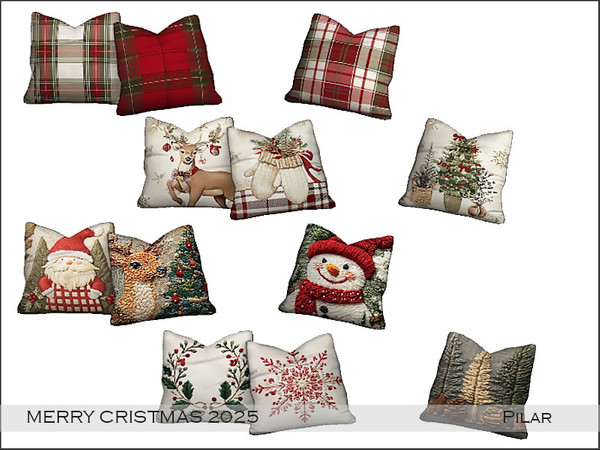 Sims 4 — Pilar MerryCristmas2025  Pillows by Pilar — Various items to celebrate Christmas with the Sims